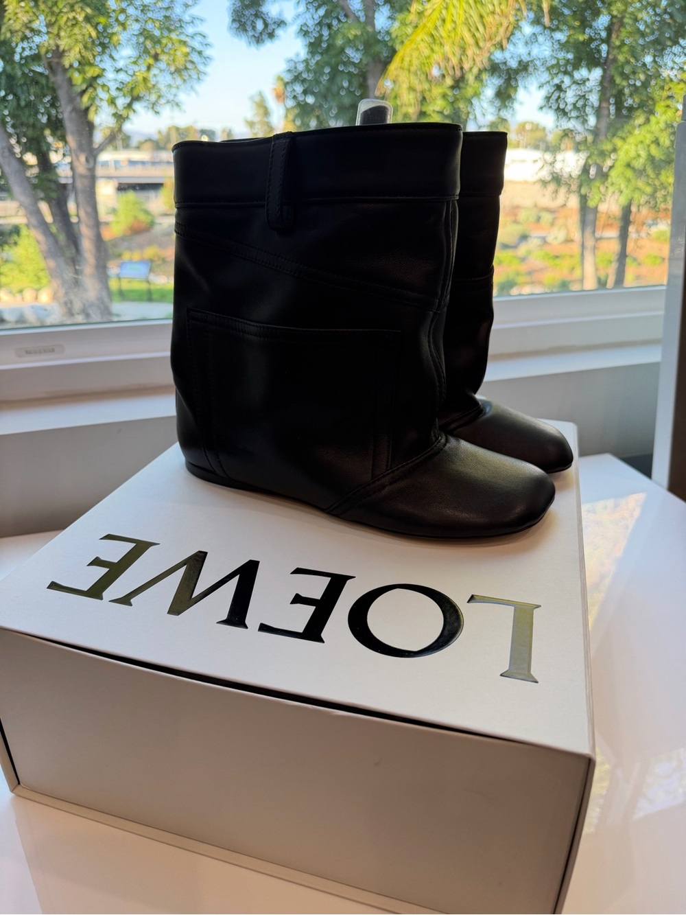 Loewe Black Leather Ankle Booties